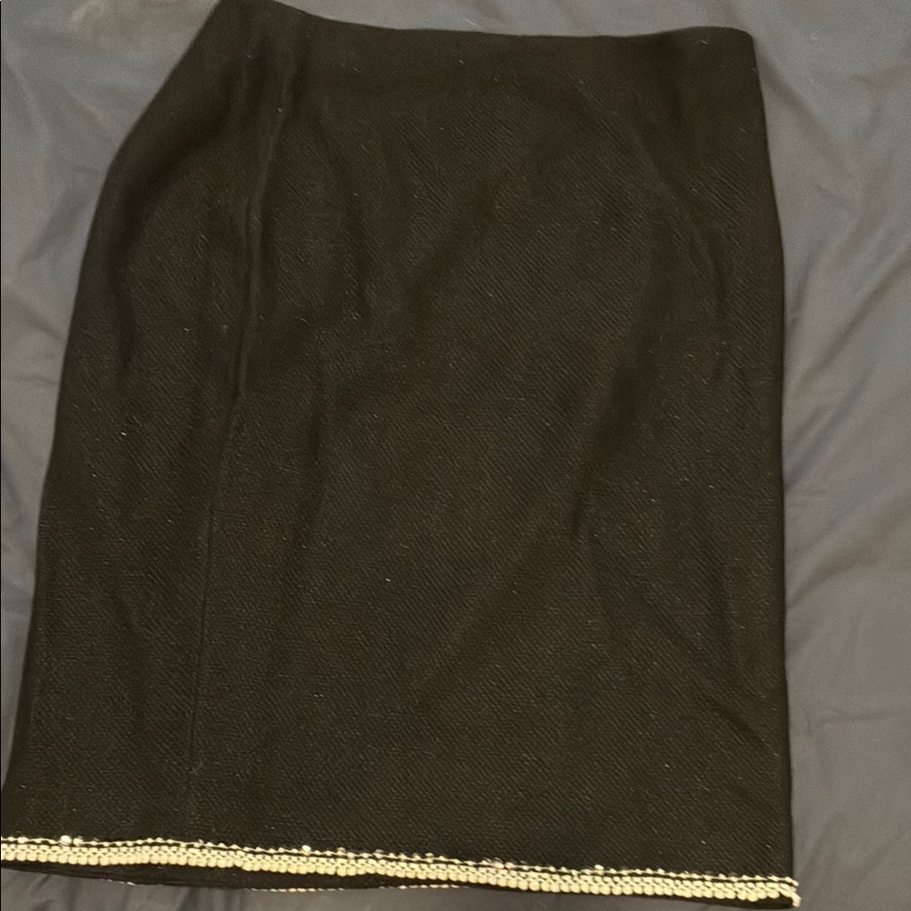 Elegant Black Skirt with Pearl Detail